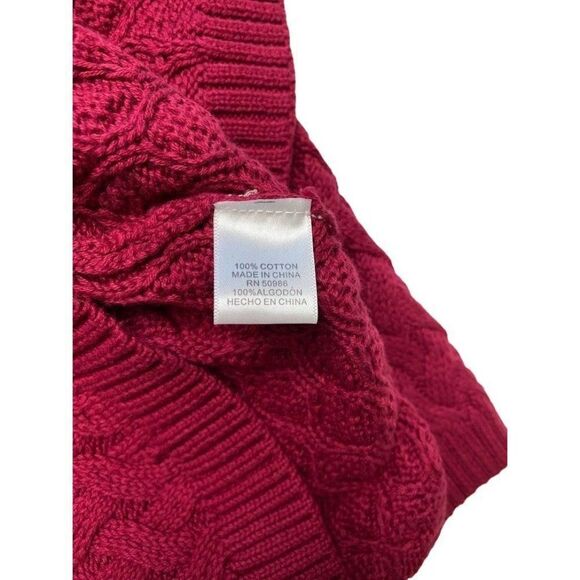 Jeanne Pierre Sweater Top Women's SMALL Dark‎ Red Cable Knit Crewneck Cotton NEW - Picture 6 of 9